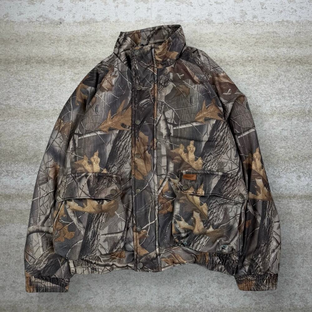 Vintage 90s Realtree Woolrich Jacket Mens M Hunting Camo Full Zip Woodland